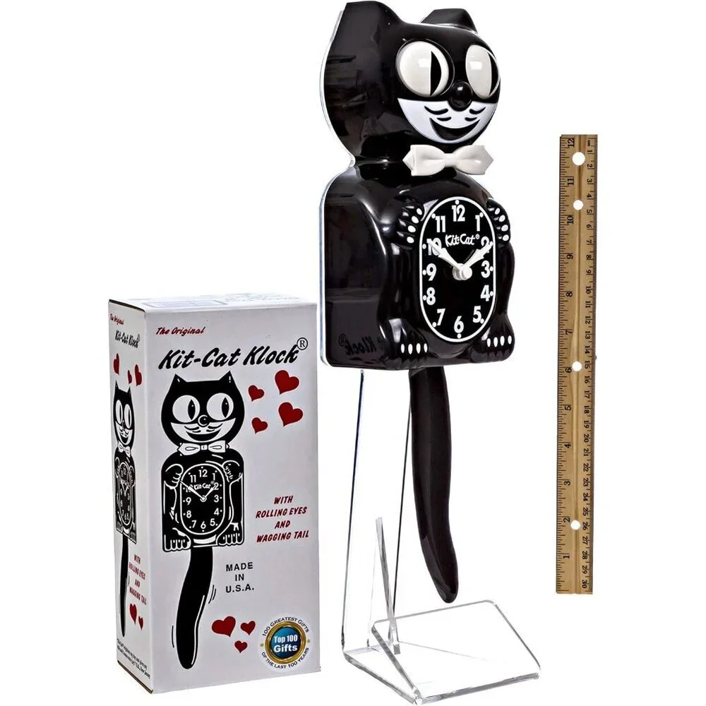 Kit Cat Klock Gentlemen The Original Retro Plastic Classic Black Clock